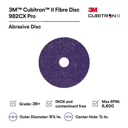 3M Fibre Disc 982CX Pro, 36+, 9-1/8 in x 7/8 in, Die 912J 7100243137
